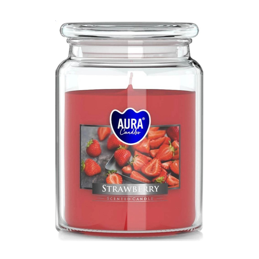 Ароматична свічка в банці Bispol Scented Candle Aura Strawberry, 500 г (snd99-73)